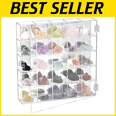 25-Compartment Clear Acrylic Display Stand with Magnetic Closure for Figures - Image 1 of 4