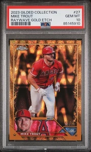 2023 Topps Gilded Collection Mike Trout #27 Raywave Gold Etch 13/25 PSA 10 - Bild 1 von 2