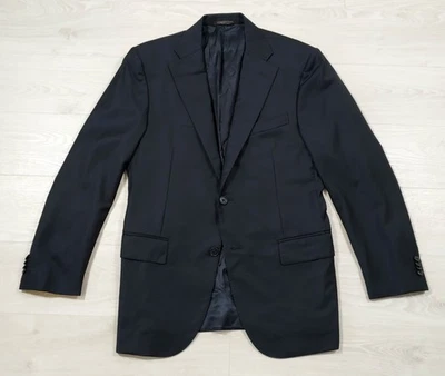 CORNELIANI 意大利男式深蓝色或黑色 150 年代羊毛西装外套,尺寸 50R — 第 1/4 张图片