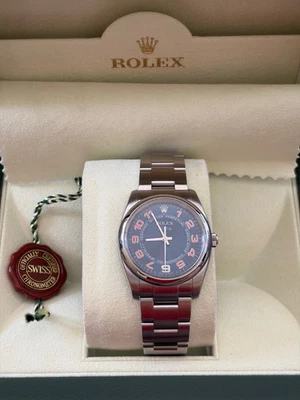 Reloj para hombre Rolex Air King *FOUR STAR GENERAL* acero azul esfera concéntrica 114200 Foto 1 de 4