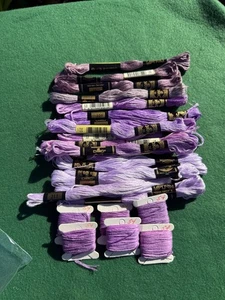 DMC Embroidery Floss Lot Of 24 Lgt Purple To Dk Purple New - Picture 1 of 4