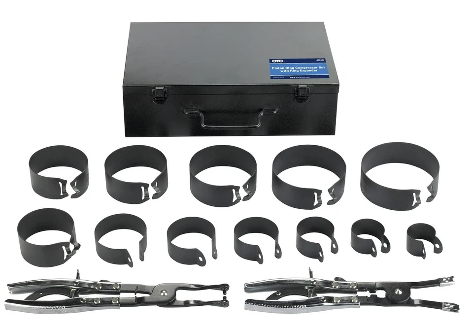 Automotive Piston Ring Installer Set with 12 Compressor Sleeves and Case - Image 1 of 1