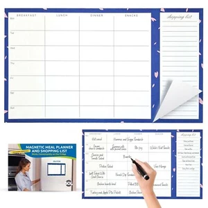 Magnetic Weekly Meal Planner and Shopping List Fridge Note Pad 52 Tear Off Pages - Picture 1 of 7