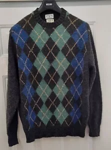 H. STOCKTON ATLANTA MEN'S ARGYLE SHETLAND ALL WOOL SWEATER SIZE 44 NWOT ENGLAND - Picture 1 of 7