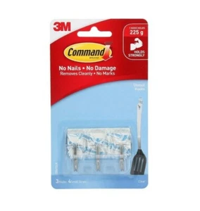 Command Small Utensil Hooks Clear x 3 (17067CLR) - Picture 1 of 1