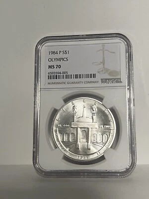 MS70 1984-P Olympic LA Olympiad Commemorative Silver Dollar NGC * - Image 1 of 2