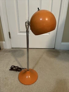 Vintage Mid Century Modern MCM Orange Orb Table Desk Lamp 23” Tall Works C Desc - Picture 1 of 14