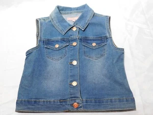 BCBG Girls Blue Denim Vest Size 10 Button Up Sleeveless Casual Jacket - Picture 1 of 9