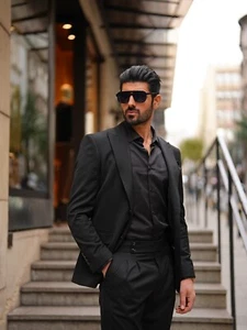 Formal Men’s Black Slim Fit Suit Parez Suits - Picture 1 of 7