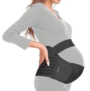 Maternity Belt, Pregnancy 3 in 1 Support Belt for Back/Pelvic/Hip Pain Black - L - Picture 1 of 4