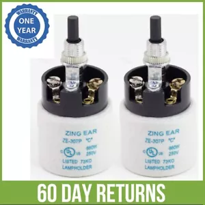 2 PC ZE-307P Rotary Turn Knob Switch Halogen Lamp Socket Replacement On Off E26 - Picture 1 of 3