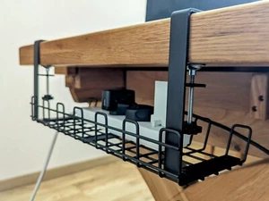 Kit plateau de gestion des câbles sous le bureau Czyz®, pas de perceuse, panier métallique sous le bureau - Photo 1/6