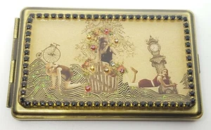 Michal Negrin phone book + mirror compact box flowers roses Crystal Israel - Picture 1 of 7