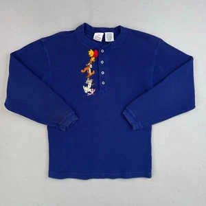 The Disney Store Shirt Womens Small Blue Waffle Thermal Henley Winnie the Pooh - Picture 1 of 12