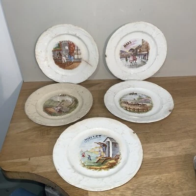 Lot 5 Assiettes À Dessert Terre De Fer Saint Amand Et Hamage Collection Mois Mai - Photo 1/4