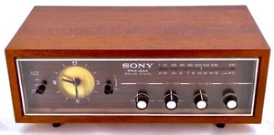 1960s SONY Analog Clock Radio 8FC-45 AM FM Oak Veneer Great Sound Variable Tone - Picture 1 of 8