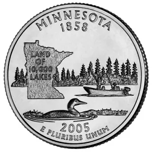 2005 P Minnesota State Quarter.  Uncirculated From US Mint roll. - Picture 1 of 3