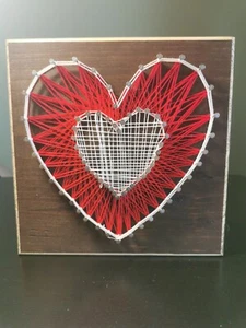Heart String Art, Hand Made, Signed - Picture 1 of 2