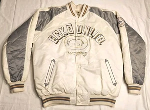 Vintage Ecko Unltd Bomber Jacket Adult LG White Satin Hip Hop Urban y2k Street - Picture 1 of 18