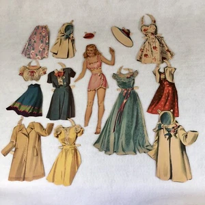 Antique Paper Doll woman & Clothes already cut 10” tall paper doll - Picture 1 of 14