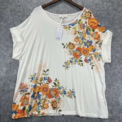 Top rosa + oliva para mujer talla grande 2X crema floral colorido boho nuevo con etiquetas Foto 1 de 4