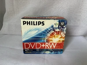 Phillips DVD + RW 10 Pack Discs New 4.7GB Data 120 Mins Video - Picture 1 of 6