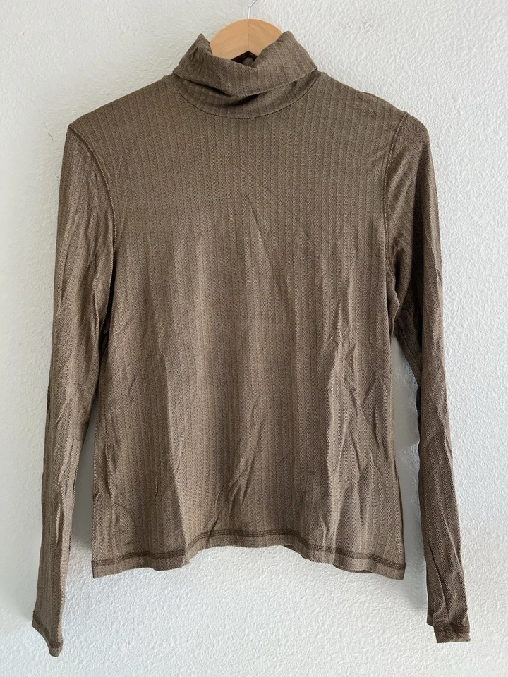 Pullover Merona Y2K Marrón Manga Larga Cuello Alto Top Talla Mediana Lagenlook Silencioso Foto 1 de 4