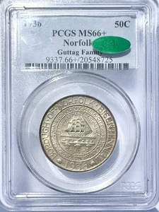 1936 Norfolk Commemorative 50c Half Dollar PCGS & CAC PCGS 66 + - Picture 1 of 4