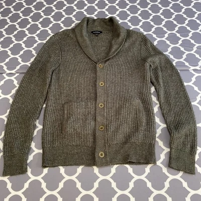 Express Mens Green Shawl Collar Cardigan Chunky Sweater Small - Image 1 of 4