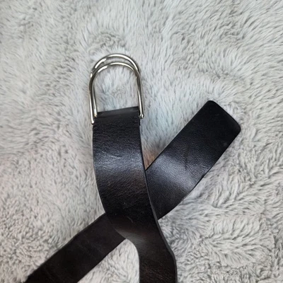 Cinturón Anne Taylor Mujer Mediano Negro Cuero Italiano Hecho en Italia Hebilla Plateada Foto 1 de 4