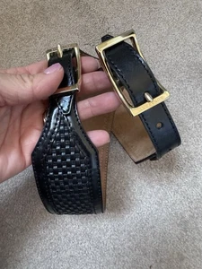 Burberry Cinturón Cintura Doble Hebilla Cuero Negro Reino Unido 8 10 - Imagen 1 de 11