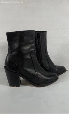 Botines Jeffrey Campbell de cuero negro con cremallera lateral tacón bloque al tobillo para mujer talla 7,5 Foto 1 de 4