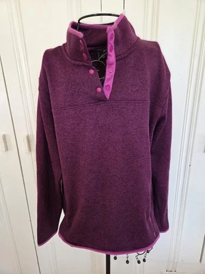 Suéter Eddie Bauer Grande Rosa Tejido 1/4 Cuello a Presión Exterior Preppy Atlético  Foto 1 de 4