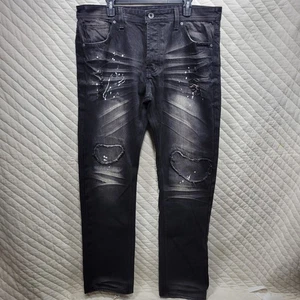 Pantalones de mezclilla negros desgastados de la marca Akoo para hombre talla grande de roble - talla 38x34 - Imagen 1 de 14