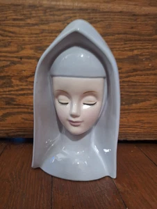 Vintage Relpo Nun Lady Head Vase Gray 7.25" Tall - Picture 1 of 14