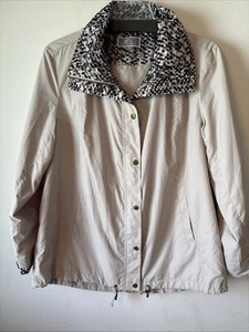 JM Collection Womens Rain Jacket Size Large Beige Water Resistant Snap Full Zip - Picture 1 of 10