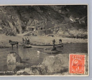 GB LUNDY ISLAND Postcard *Landing Stores* 1934 View-Side PUFFIN Franking XG130 - Picture 1 of 12