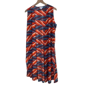LuLaRoe Joy Staubtuch Weste - Medium, Zick-Zack Orange/Blau/Rot, Longline Ärmellos - Bild 1 von 9