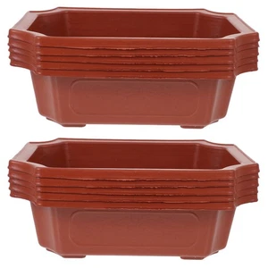 10 Pcs Rectangular Plastic Bonsai Flower Pot Vintage Style Indoor Planter - Picture 1 of 12