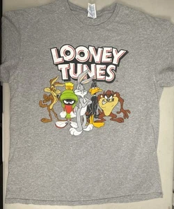 Looney Tunes T-Shirt Men's Large Short Sleeve Graphic Crew Neck Gray - Picture 1 of 6