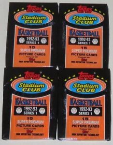 1992/93 Topps Stadium Club NBA Basketball Series 1 4-Pack Lot - New from the Box