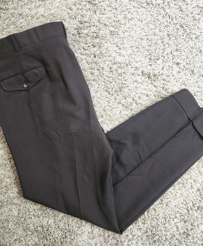 Vintage Burberrys abito pantalone uomo 35 x 30 marrone scuro lana anni 80 piatto F