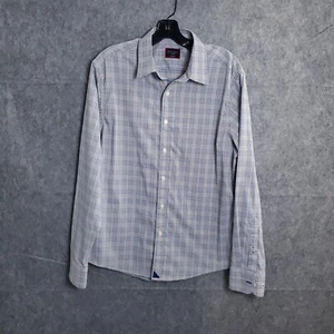 UNTUCKit Camicia Elegante Uomo Tg M Grigio Blu Manica Lunga Bottoni Levins Casual Check - Foto 1 di 15