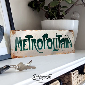 Paris METROPOLITAIN Metal Sign Pub Bar Vintage Wall Plaque France Hector Guimard - Picture 1 of 7