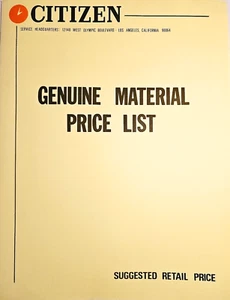Citizen Watches Los Angeles Genuine Material Suggested Retail Price List - Picture 1 of 3