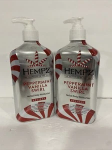 2-Pack Hempz Peppermint Vanilla Swirl Moisturizer 17 oz Limited Edition Holiday - Picture 1 of 3