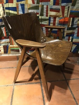 Silla de Capitán Niko Kralj Haya Moderna Mediados de Siglo Rara Original Etiqueta Lupina Foto 1 de 4