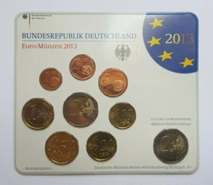 Alemania Deutschland Euro 9 Monedas Set 2013 F Stuttgart UNC FDC 2 Euro 2 Baden - Imagen 1 de 6