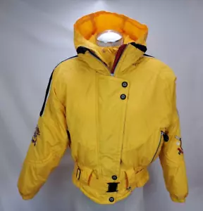 Obermeyer Womens Ski Coat Jacket Ladies Size 8 Yellow Belted Hooded Full Zip - Picture 1 of 20
