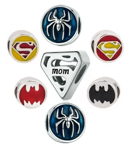 Super Mom "S" Spider Batman European Charm 925 Bracelet Necklace Free Gift Bag - Picture 1 of 21